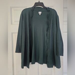 Dressbarn Scallop Green Cardigan Sweate Xl